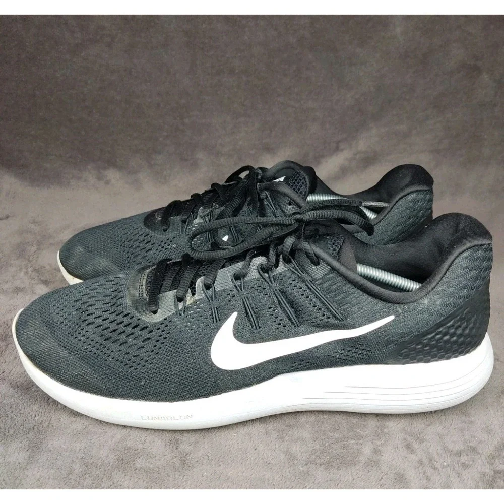 Nike Lunarglide 8 Men's Black White Athletic Running Shoes Size‎ 14 AA8676-001